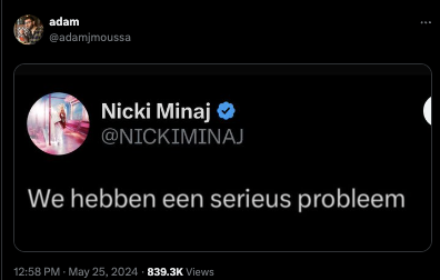 screenshot - adam Nicki Minaj We hebben een serieus probleem Views